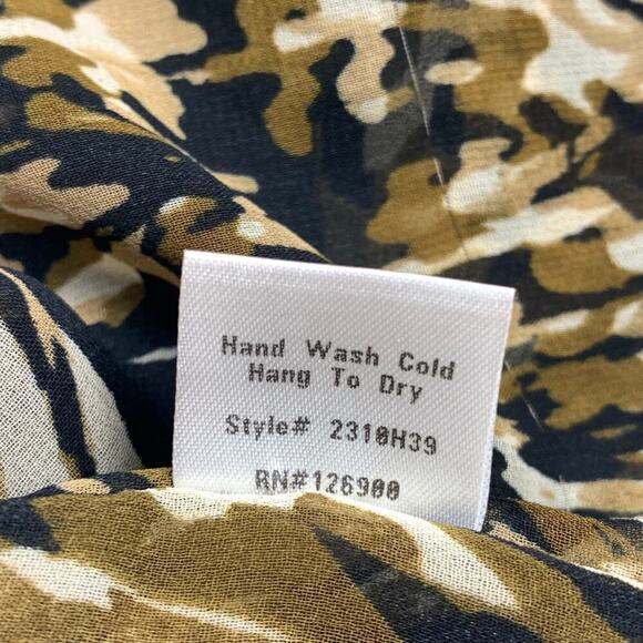 Status by Chenault Brown Black & Cream Sheer Leopared Print Flowy Blouse Size L - Picture 6 of 7